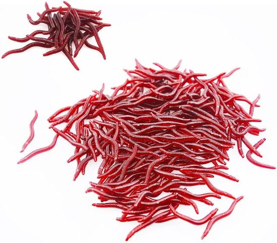 Kunstwormen - Zacht aas - Vissen - Realistisch ontwerp - 110 stuks - Rood