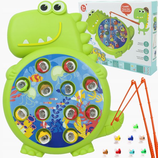 LandToys - Vaardigheidsspel - Dino Vorm - Visvangspel - Twee Hengels