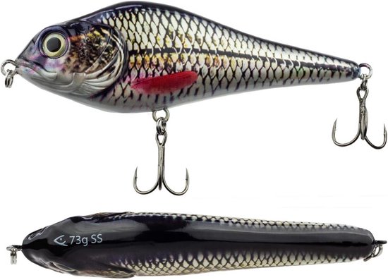 Langzaam Zinkende Jerkbait voor Snoek en Baars - 15 cm, 73g Kunstaas met Scherpe Mustad Haken van Merkloos