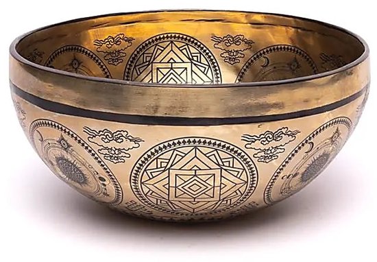 Lasergegraveerde Klankschaal Zon & Maan - ±1400-1600 G; ±22-24 Cm - ±1400-1600 g ; ±22-24 cm