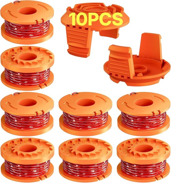 Lawn edger spoelen voor grasmaaiers, trimmerdraad spoelen Ø 1.65 mm, 3 m lengte, 8 reserve spoelen en 2 doppen