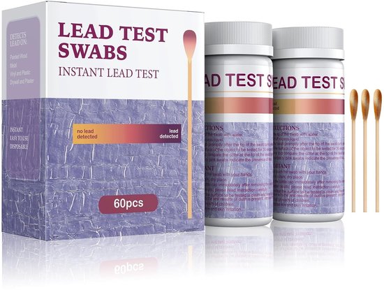 Lead Test Kit - 60 Stuks voor Tafelgerei, Verf, Tampons, Snelle Resultaten in 30 Seconden voor Keramiek, Metaal, Speelgoed en Hout