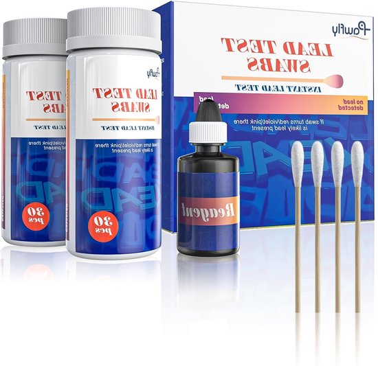 Lead Test Kit voor Thuisgebruik - 60 Snelle Teststokken met Reagens voor Metalen, Speelgoed en Tafelgerei - Resultaat in 30 Seconden