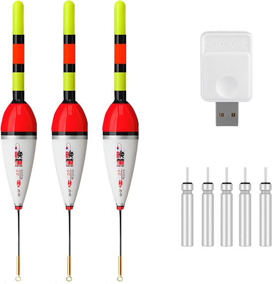 Led Dobbers - Visboei Set - Nacht Vissen - Met Beetmelder - 3 Stuks - Meerdere Kleuren