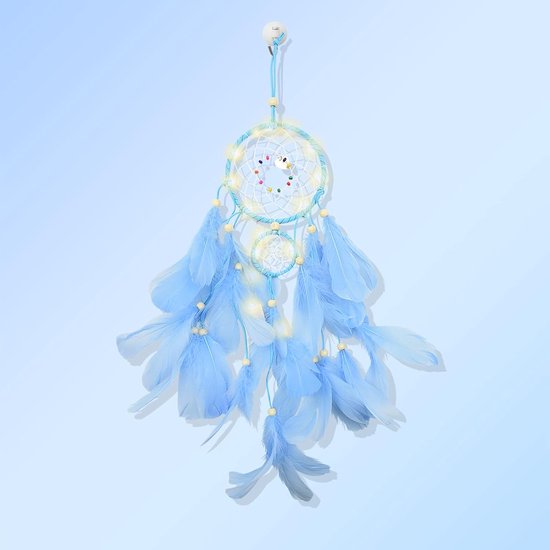 Led-dromenvanger met verlichting, bruiloftsgeschenken, slaapkamer, muur hangende ornamenten, handwerk, decoraties voor vrouwen, meisjes, jongens, kinderen (blauw)