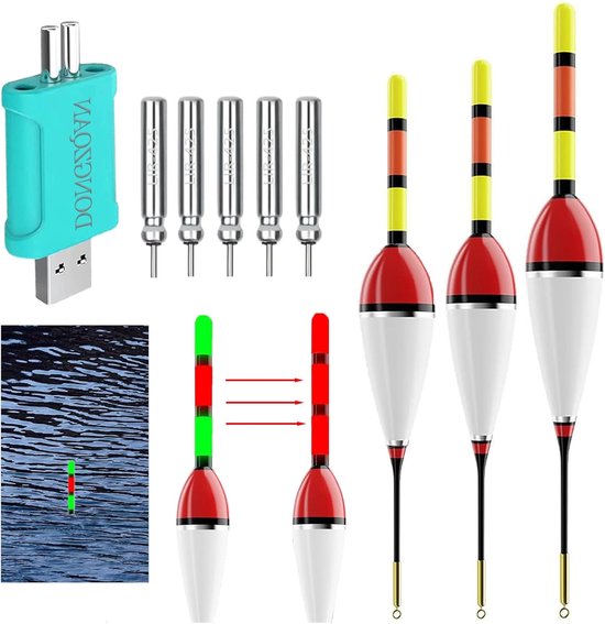 LED Visdobber Set – 3 Stuks Nachtvissen Dobbers met Beetmelder – Verlichte Visdon bber met Batterije van Merkloos