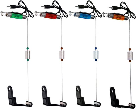 LED Vissignaal Swinger Set van 4 Stuks - IJzeren Vissignaal Alarm met Verlichting en Indicator voor Effectieve Hengelsport