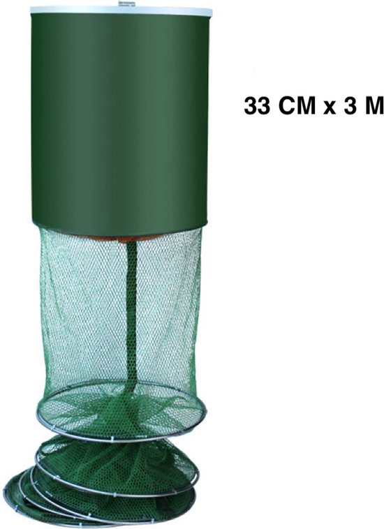 Leefnet - Visnet - Bewaarnet - Vissen - Rond - Groen - 33 cm x 3 m van Merkloos