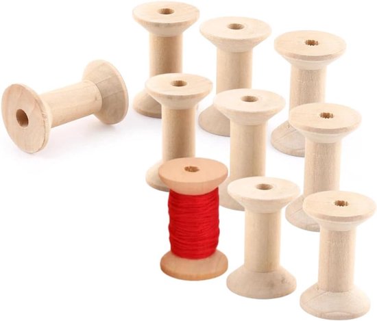 Lege Houten Draadspoelen - Set van 10 Stuks, Ideaal voor Naai- en Knutselprojecten, 47mm x 31mm