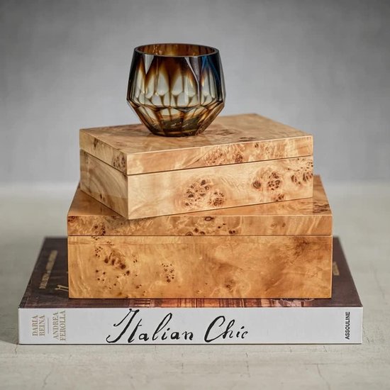 Leiden Burl Houten Design Decoratieve Doos (Large 10")