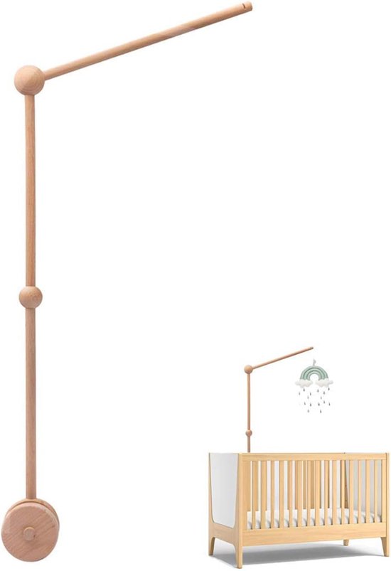 let's make Mobiele babywieghouder, houten houder voor mobiel ophangen, babybedbevestiging voor kinderdagverblijf, decoratieve bedbelhouder
