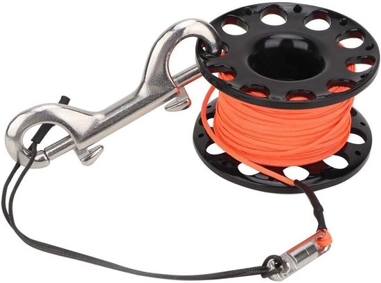 Lichte Mini Finger Reel met Dubbele Karabiner en 30m Lijn voor Duiken, Snorkelen en Onderwateravonturen