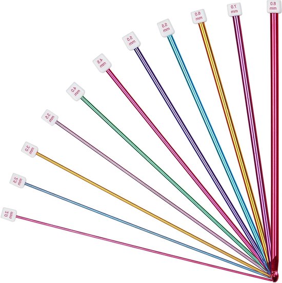 Lichte Tunisische Haaknaalden van Aluminium 27 cm - Set met Glad Haakoppervlak en Lange Handgreep 2-8 mm voor Beginners en Volwassenen van Merkloos