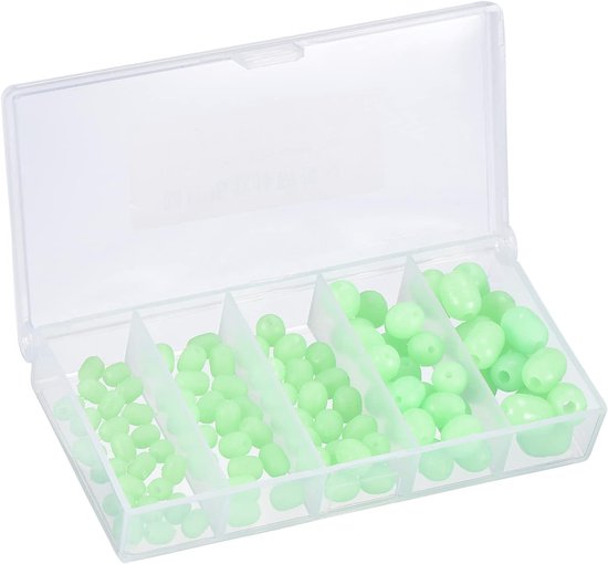 Lichtgevende viskralen, 1 set/100 stuks zachte plastic gloed visaas eieren rig kraal tackle tool cilinder vorm 5 maten, groen