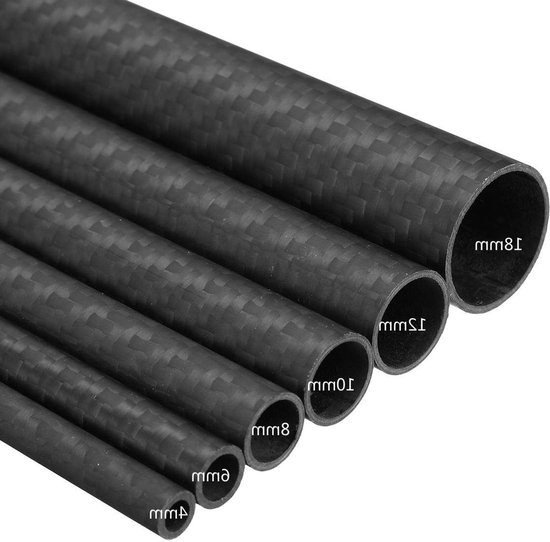 Lichtgewicht 3K Carbon Fiber Buis, Glanzend, Binnen Diameter 4-18mm, Lengte 300mm, Wanddikte 1mm voor RC Vliegtuigen en Modellen van Merkloos