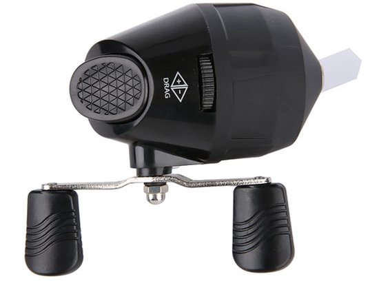 Lichtgewicht en draagbare spincast vismolen met metalen slingerarm en harpoenpijl, ideaal voor beginners en vissers, uitgevoerd in blauw en zwart van Merkloos