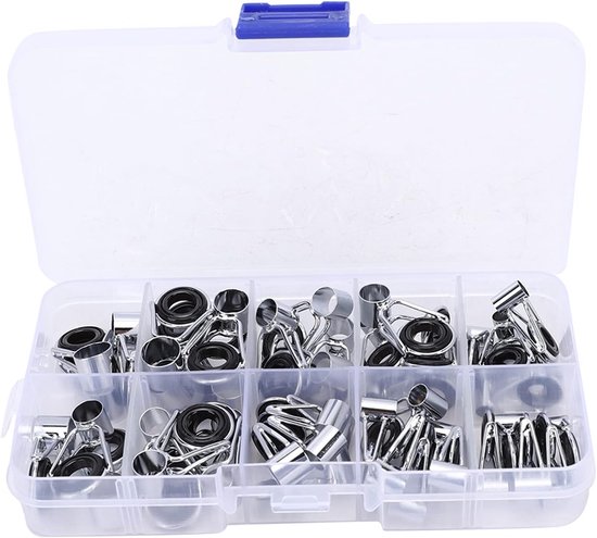 Lichtgewicht Ringen voor Hengel, Roestvrij Staal en Keramiek, 45-delige Set met 9 Maten, Ideale Vervanging voor Hengelaccessoires en Visuitrusting