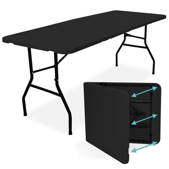 LifeGoods Inklapbare Tafel - 180x70 cm - Campingtafel - Stevige Klaptafel - Weerbestendig - Vouwtafel voor Buiten - Zwart van LifeGoods
