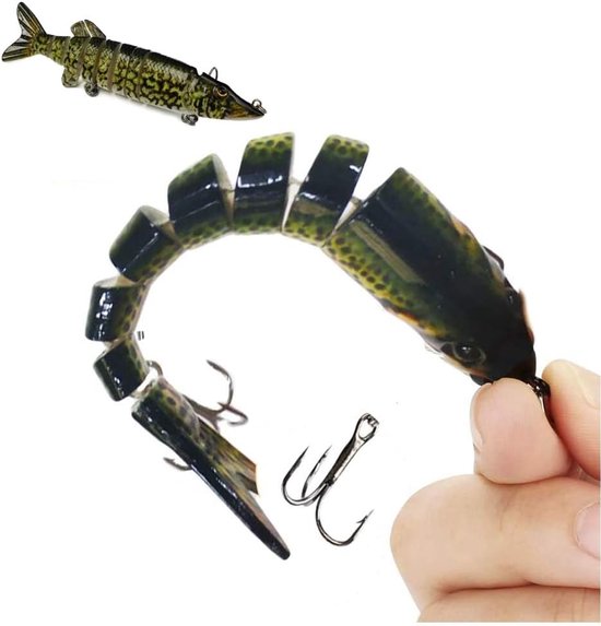 Lifelike Multi-Jointed Vissenlokken, Trage Zinkende Perch Swimbait Set voor Snoek, Forel en Zander met Drievoudige Haak