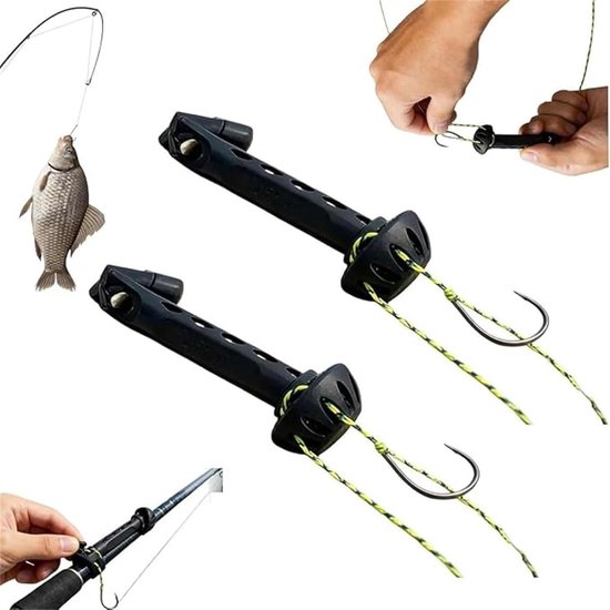 Lijninrijger - 2x Magnetische lijninrijger - Magnetische lijninrijger - Magnetische knoophulp - Rijgt gemakkelijk haken in, compact en draagbaar visaccessoire, ideaal cadeau voor visliefhebbers. van Merkloos