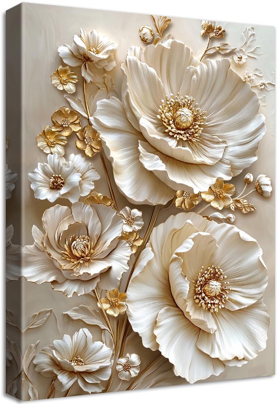 lijst, moderne afbeelding, abrikoos, luxueus, goud, 3D, pioenrozen, bloemen, decoratief, camee, bloemen, vintage, afbeelding, decoratie, woonkamer, slaapkamer, hal, badkamer, 40 cm x 60 cm