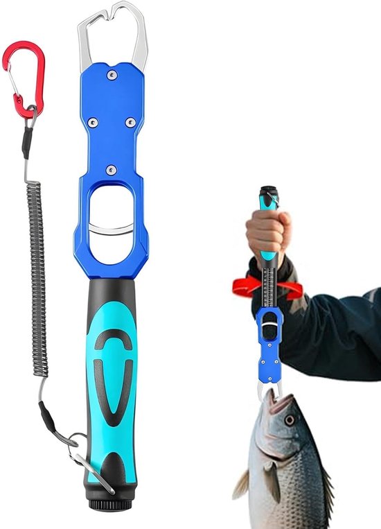 Lippengrijper Tool - Vis Gripper - Vissen Vangen - Geïntegreerde Weegschaal - Tot 18 Kg - Blauw