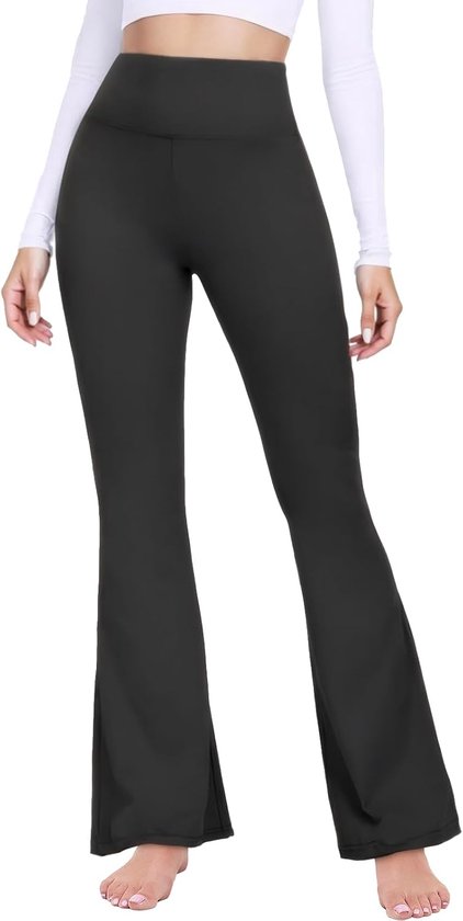 Lishang Flared Yogabroek voor dames, leggings, hoge taille, bootcut, slagbroek, yogabroek, brede pijpen, V-taille met zakken, ondoorzichtige leggings, jazzbroek, joggingbroek, sportbroek