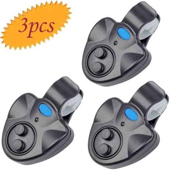 LISM-Elektronische beetmelder - 3-pack - LED-lichtsignaal - geluidsalarm - voor nachtvissen
