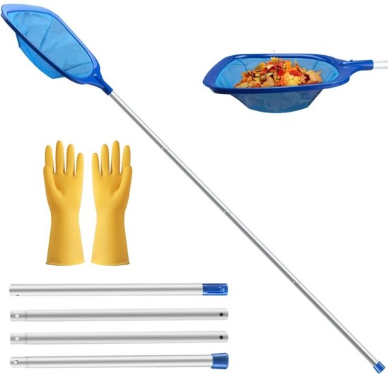 LIVIA HOME- Zwembadschepnet Fijnmazig - Telescoopstang - Stabiel - Hoogwaardig Kunststof - Duurzaam Nylon - Gemakkelijk Afneembaar - Zwembadskimmer