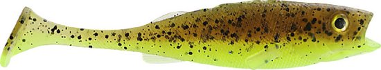 LMAB KØFI Perch Shad 11 cm 4st. Green Pumpkin Chartreuse van LMAB