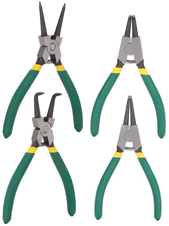 Lock Ring Pliers Set, 4-delige Circuit Ring Pliers, Mini Interne Externe Rechte Gebogen, Handgemaakte Sieraden Horloge Reparatie Tool van Merkloos