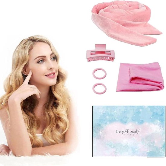 Lockenstyling ohne Hitze - Natürliche Locken ohne Hitze mit Krultape und Bändern - Rosa . van Merkloos