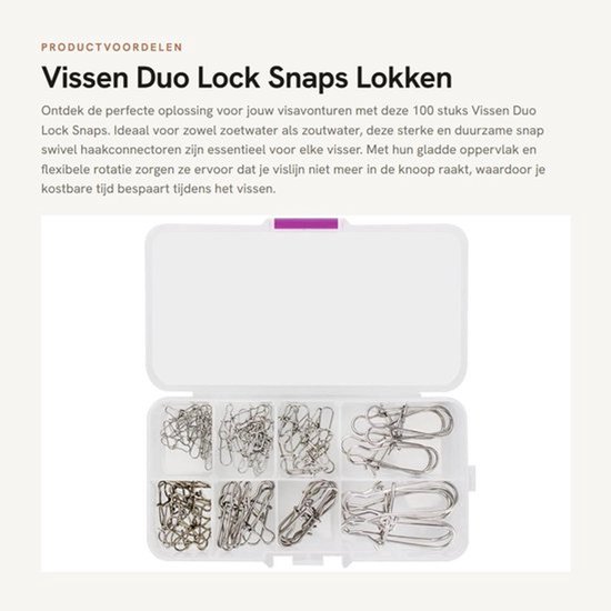 Lokhaak 100 stuks - RVS Snap Swivel - Sterke Connector - Visgerei voor Zoetwater/Zoutwater - Flexibele Rotatie - Schokbestendig - Visconnector