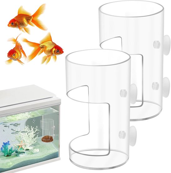 longziming -2-delige Aquarium Voerdispenser Set – Voertablet met Zuignap & Voerbuis – Geschikt voor Vissen, Garnalen en Schildpadden – Rond Aquarium Accessoire van Merkloos