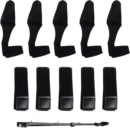 longziming - Hengelriemen - 10 Stuks - Hengelbanden - Elastische Hengel Beschermers Voor Vis Hengels - Rod Straps Voor Vastzetten En Transport Bescherming - Zwart van Merkloos
