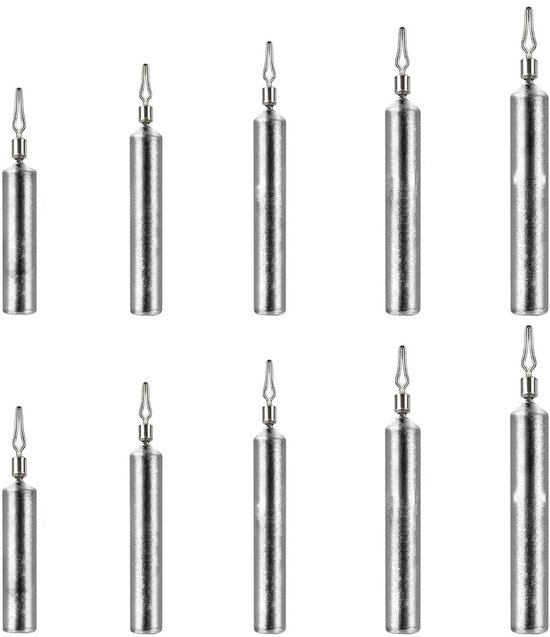 Loodgewichten - Visloodjes - Hengelloodjes - Visuitrusting - 3,5 g, 5 g, 7 g, 10 g, 14 g (twee stuks van elk) - Verschillende gewichten, geschikt voor verschillende waterstromingen - Geschikt voor bodemvissen en hengelen - Zilver