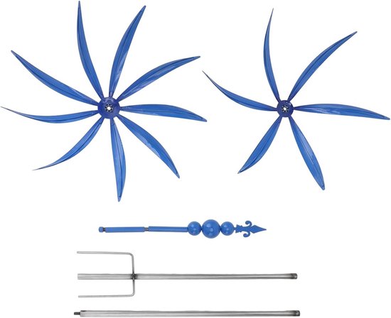 Loop Spelers voor de Tuin, Iron Windmill Sculptures, 360-graden Beurt, voor Buitenruimte, Binnenplaats, Gazon, Tuin, Decoratie, Blauw