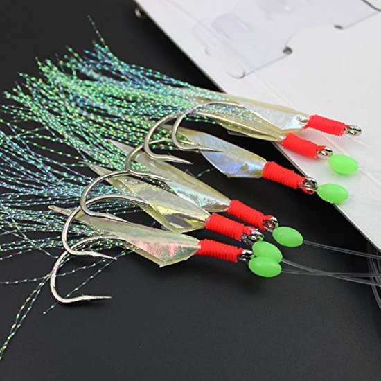 Luminous Fishing met Echte Vis Huid - Luminous Beads - Koolstof Haak voor Zoetwater/Zoutwater - 1 Pack van Merkloos