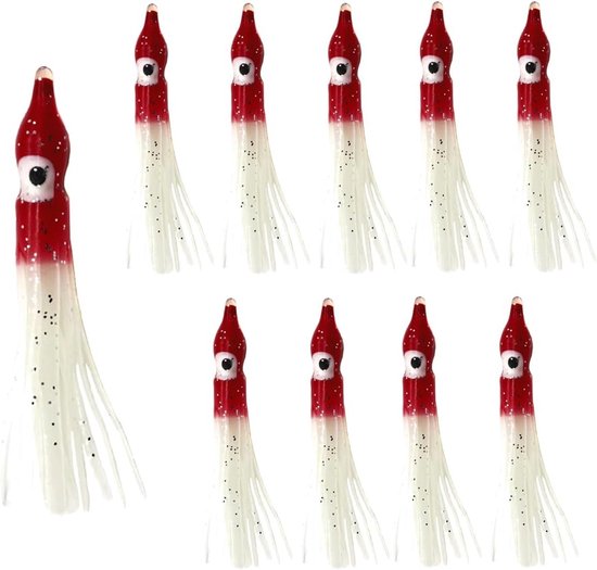 Luminous Octopus Drag Bait voor Zoet- en Zoutwater, 9cm, 10 Stuks, Perfect voor Baars en Forel, Zacht Rubber, Multicolor Aas van Merkloos