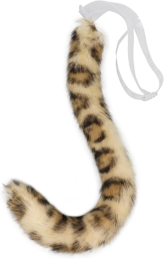 LUOFENG Faux Fur Cat Costume with Leopard Tail for Halloween Christmas Adjustable Fox Tail - ShopVlot