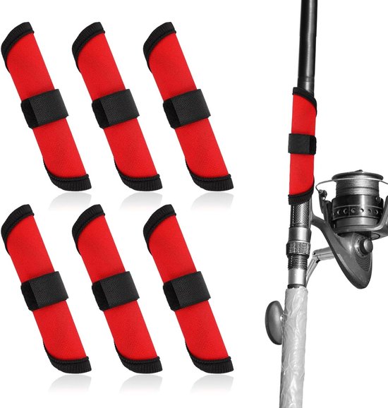 Lure Wraps voor Vissen - 6 Stuks 15cm Bait Covers en Haak Beschermers voor Veilig Vissen met Hengel, Rood, Visaccessoires