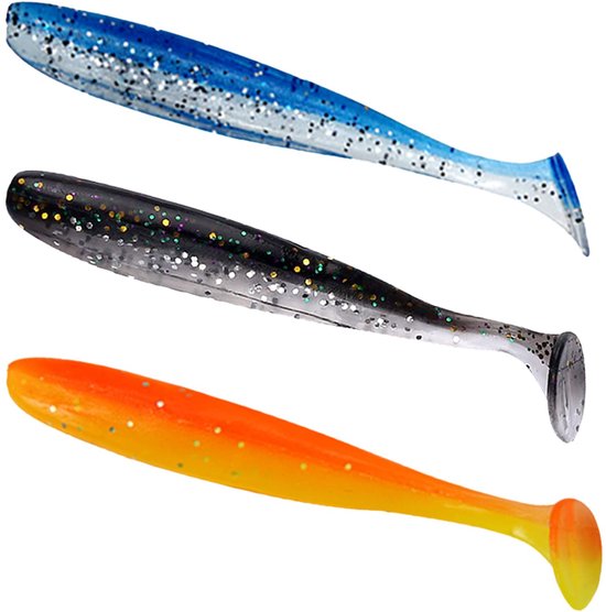 Luya Baits, 75 stuks kunstaas, T-staartvissen, zacht kunstaas, zacht kunstaas, zacht kunstaas, geschikt voor zeevissen en zoetwatervissen (3 kleuren) van Luya Baits