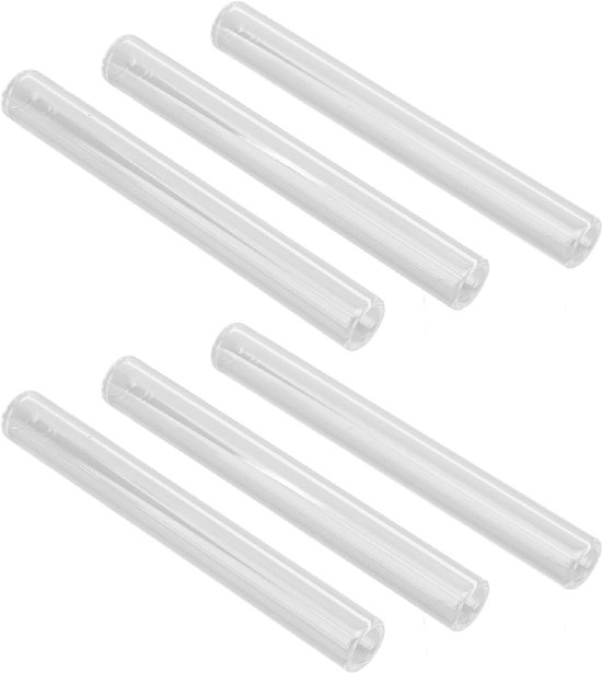 lyrlody 6 Stks Borosilicaatglas Buis Helder Glazen Buis 12mm OD 8mm ID 2mm Dik 4 Inch met Reinigingsborstel Vuur Gepolijst voor Laboratorium School DIY Stro Gebruik
