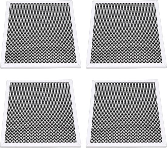 lyrlody Afzuigkapfilter, Aluminium en Koolstofvezel, Efficiënte Opvang van Olie, Vet en Geur, 4-pack Compatibel met Afzuigkap Maat 10,43 X 8,74 X 0,39 Inch voor Gezond Koken