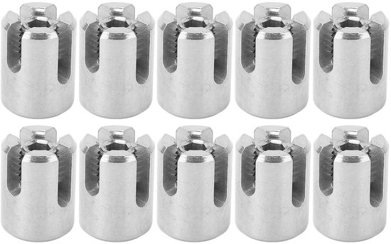 lyrlody Kruiskabelklem 316 Roestvrij Staaldraad Kruisklem 10 Stuks voor 90 Graden Kabelbevestiging Compacte Sluiting voor Binnenleuningen en Buitentuindraadorganisatie (M10 4mm)