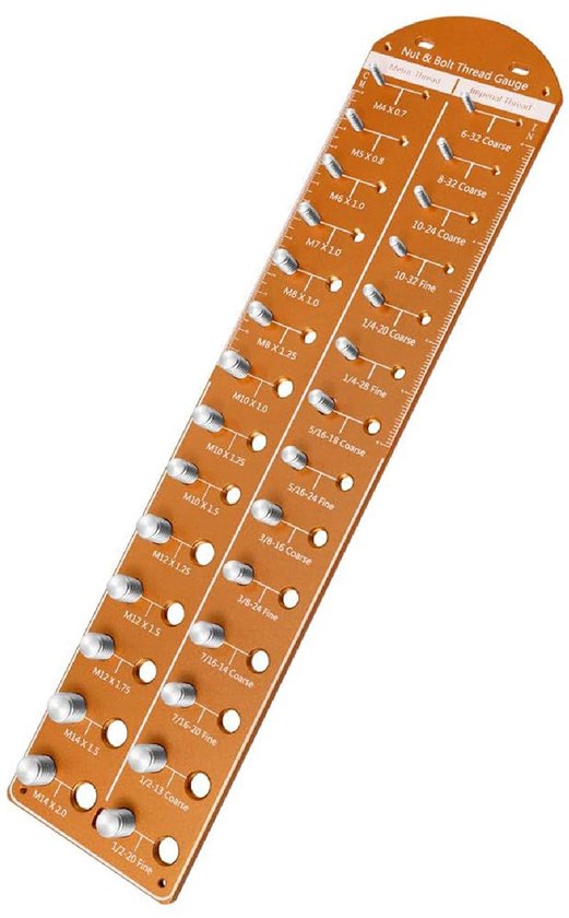 Lyrlody Moer- en Boutdraadcontroleur, Aluminiumlegeringsmeter met 28 Draadmaten voor Nauwkeurige Identificatie