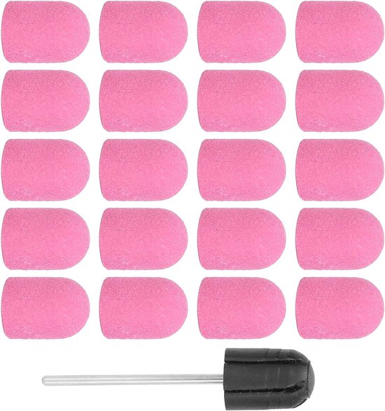 Lyrlody Nagelschuurband, Boor Nail Art Polijsten Schuurdop Set met Fijn Schuurpapier voor Glas Kunststof Metaal Steen Keramische Tegels 10x15mm (PINK)