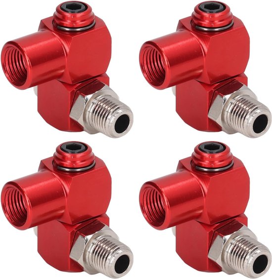 lyrlody Pneumatisch Gereedschapsadapter, 4 -stks Luchtslangconnector Roteerbaar 1/4in Npt Draadcorrosiebestendig voor Boorbit