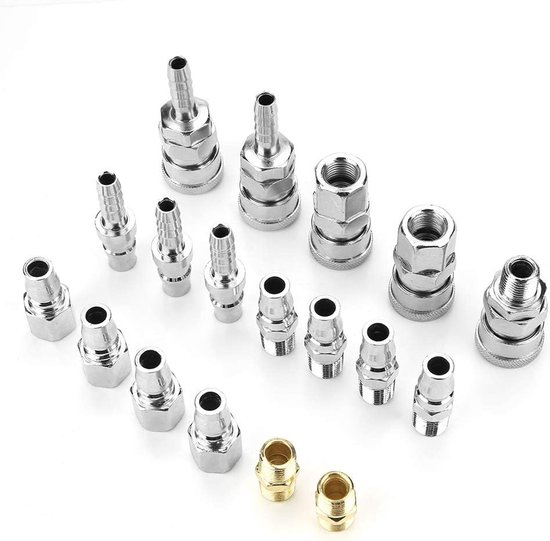 lyrlody Snelle Koppelingsconnector Set, Ijzeren Compressoronderdelen voor Luchtgereedschap, Snelle Installatie, Hoge Betrouwbaarheid, Voorkomen Dat Lucht Ontsnapt, Veelzijdige Connectiviteit,