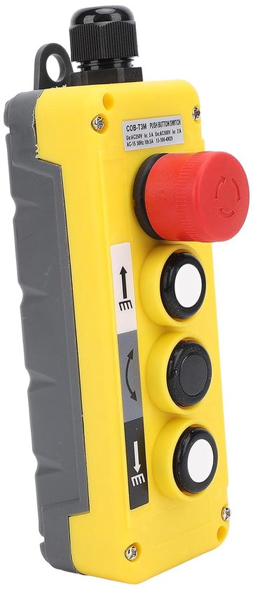 lyrlody T-2M Crane Hoist Control, Kraantakelbediening IP68 Vlamvertragende PC-drukknop met Noodstop, voor Kranen, Takels, Machines